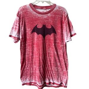 Junk Food Clothing Short Sleeve Batman Logo T Shirt Womens Medium Red Burnout